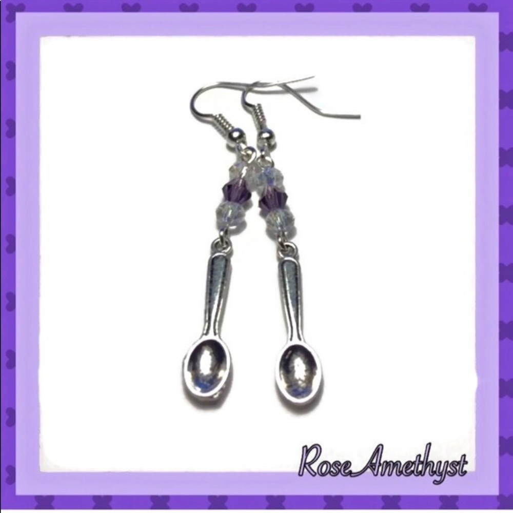 Crystal Spoon Lupus Rheumatoid Awareness Earrings